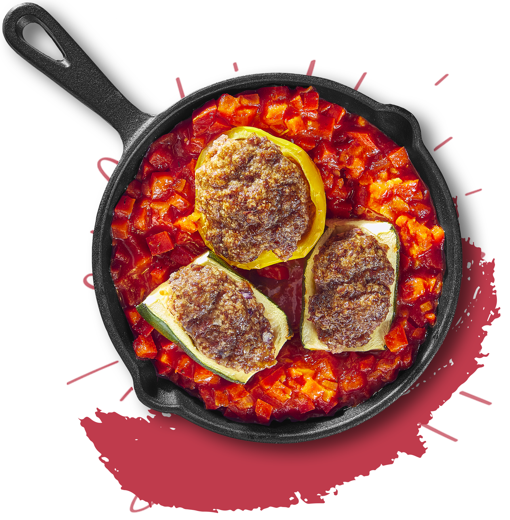 Gevulde paprika en courgette