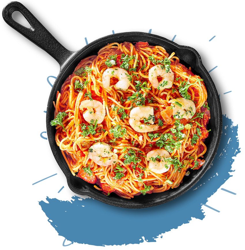 Volkoren spaghetti met scampi
