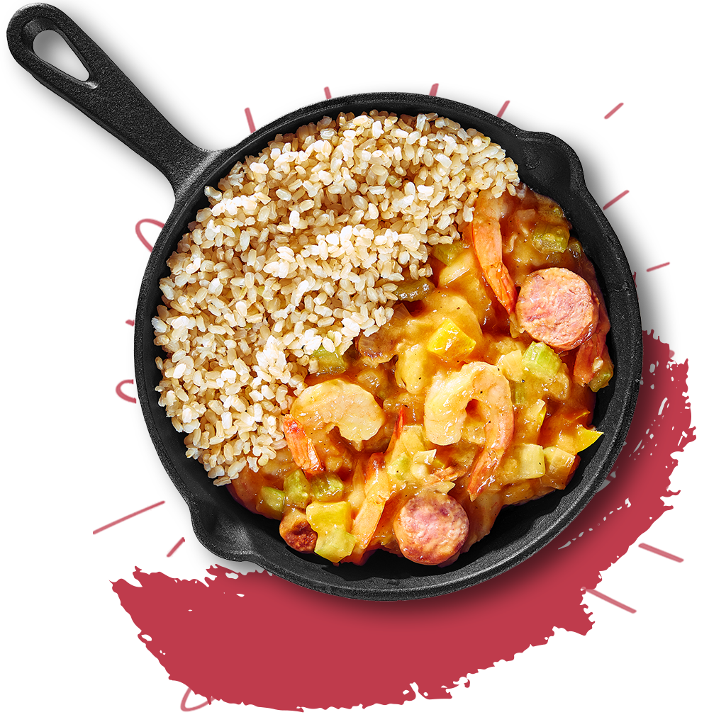 Gumbo met scampi en rookworst