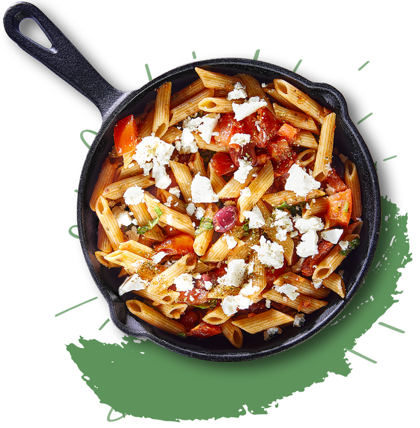 Pasta met tomaat en feta