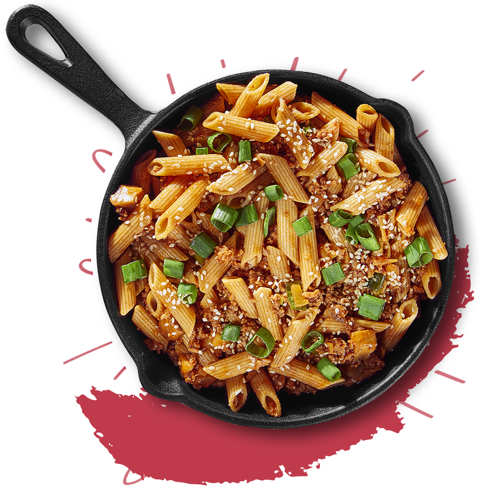 Koreaanse penne met gehakt
