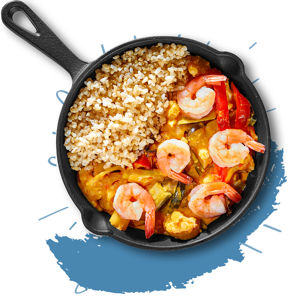 Rode Thaise curry met scampi