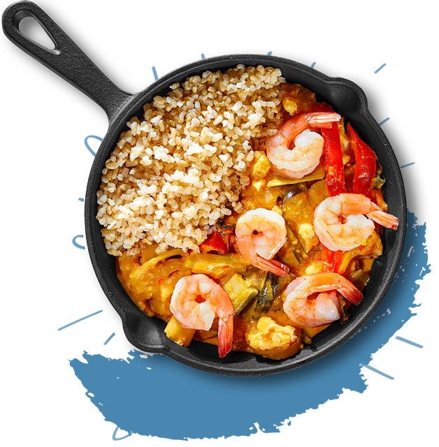 Rode Thaise curry met scampi