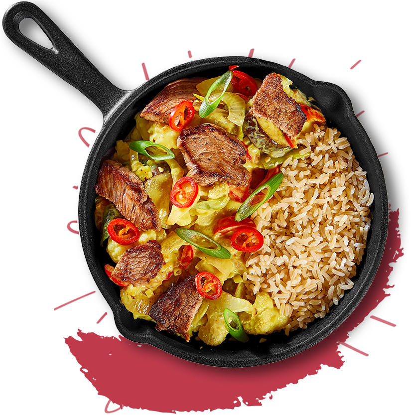 Gele Thaise curry met rundsreepjes