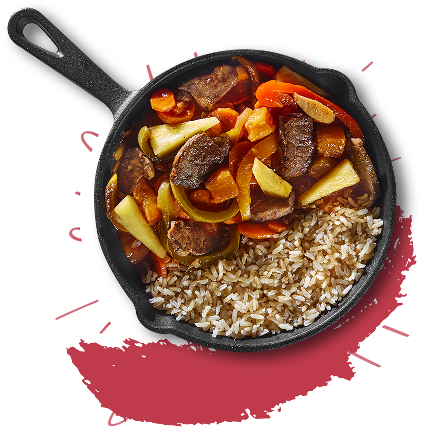 Zoetzure wok met rundsreepjes