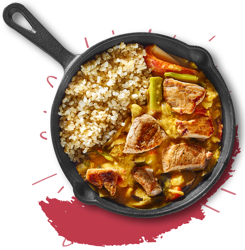 Rode curry met varkensreepjes