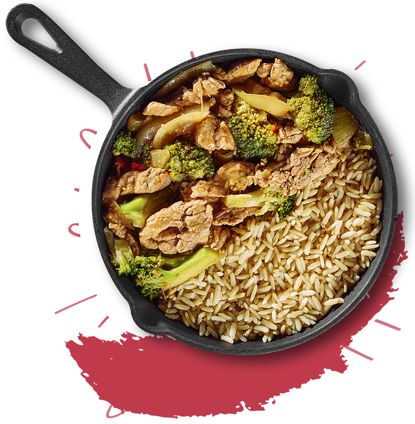 Shaosin wok met varkensreepjes