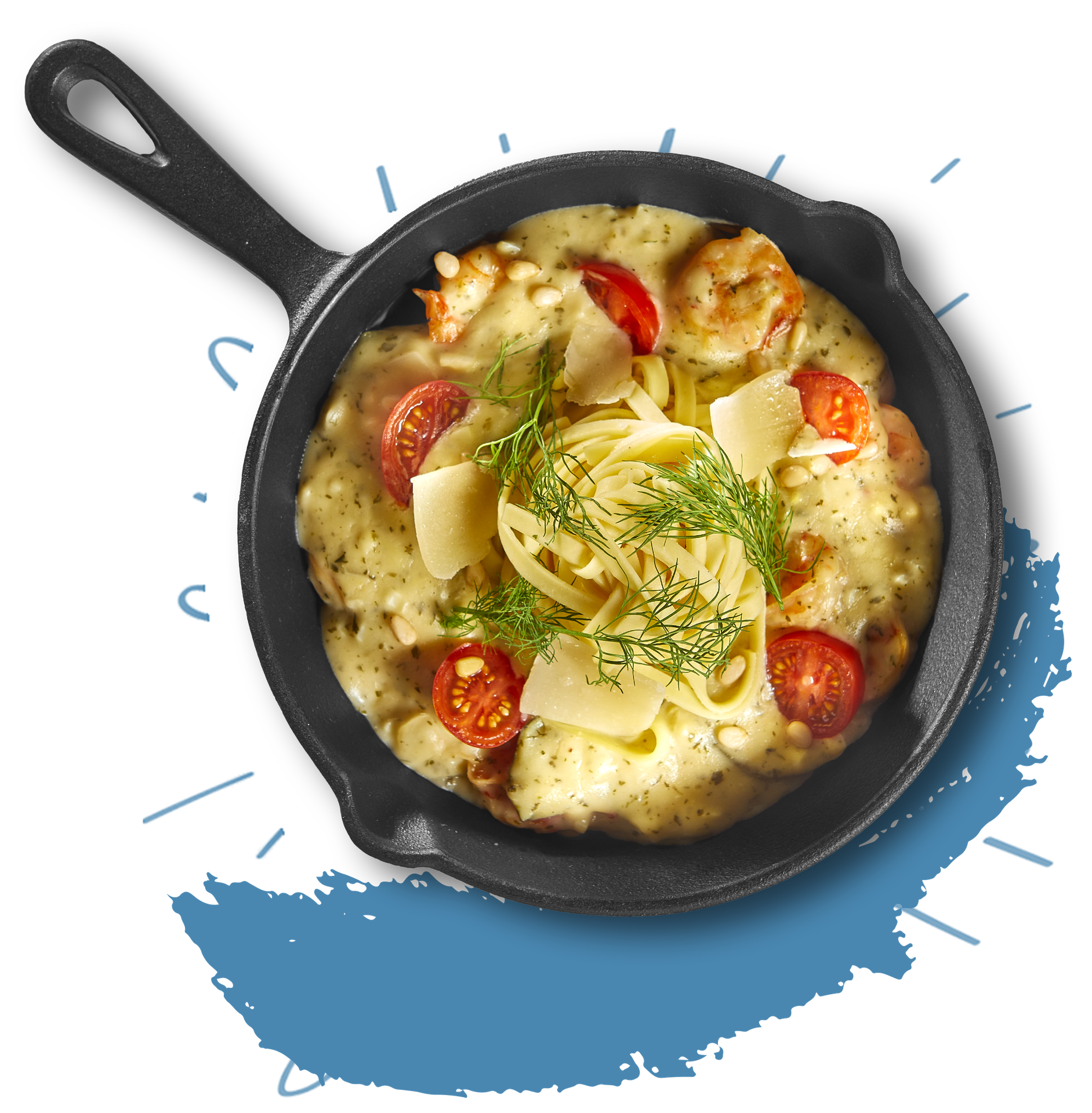 Scampi met tagliatelle