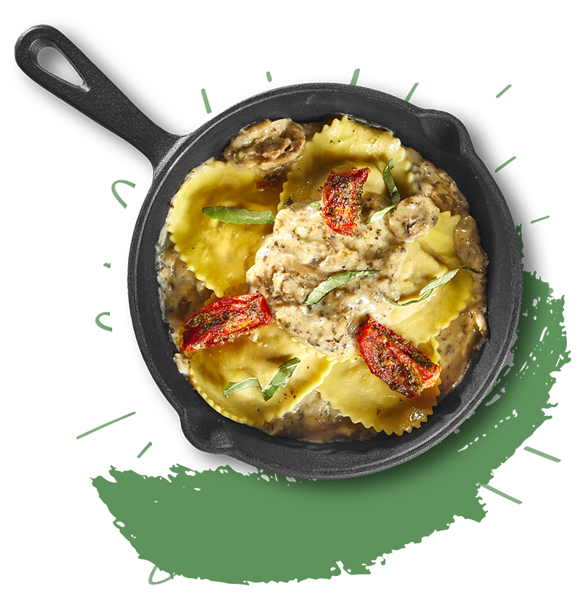 Ravioli met bospaddenstoelen