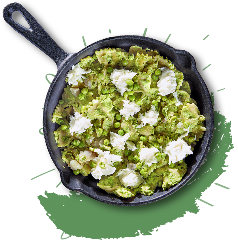 Farfalle met erwtencrème