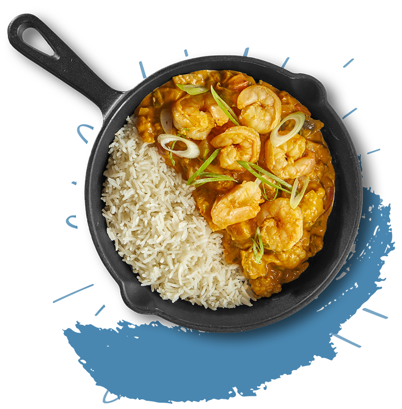 Thaise curry met scampi
